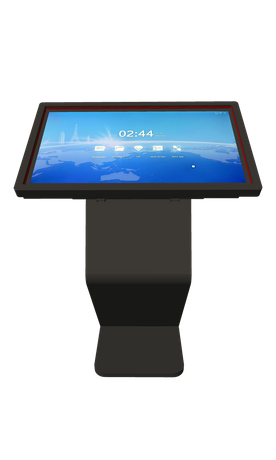 Quiosco digital de pantalla táctil inclinada sensible al tacto negro para aeropuerto